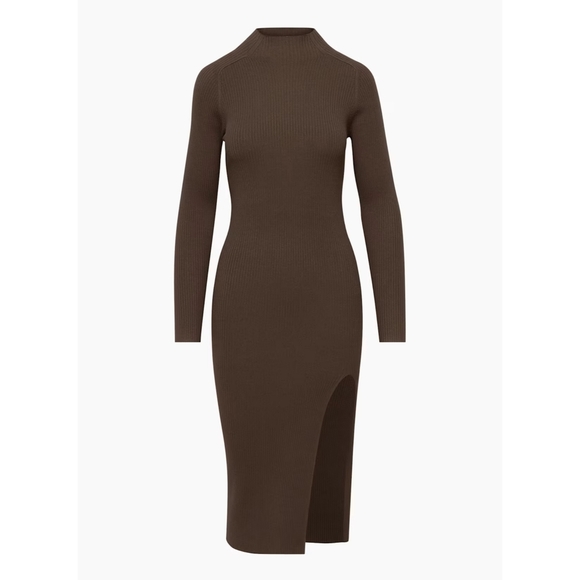 WILFRED Alchemy Dress Long Sleeve Sweater Midi Slit  Brown XXS Aritzia - Picture 6 of 11